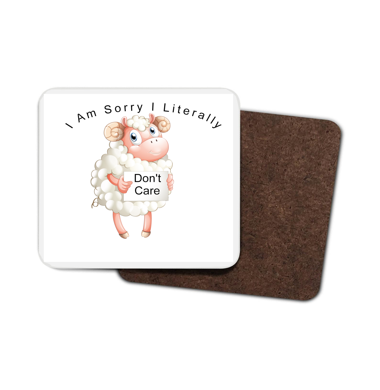 Sheep Hardboard Coaster - I am sorry I literally don't care